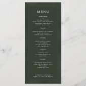 Eenvoudige elegante donkergroene bruiloft menu (Voorkant)
