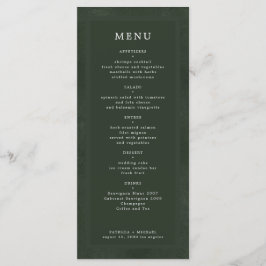 Eenvoudige elegante donkergroene bruiloft menu