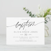 Eenvoudige Elegante Doop Uitnodiging Script (Staand voorkant)
