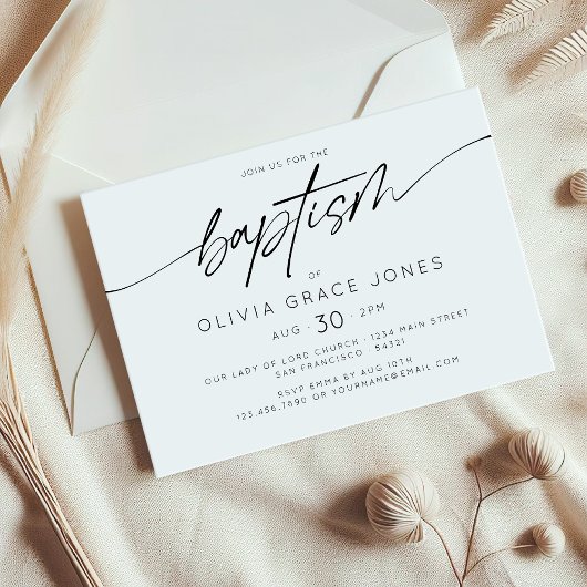 Eenvoudige Elegante Doop Uitnodiging Script