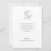 Eenvoudige Elegante Dusty Blue Monogram Fotobruilo Bedankkaart (Achterkant)
