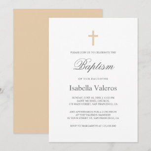 Eenvoudige Elegante Eenvoudige Koffie room Doop  Kaart