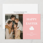 Eenvoudige Elegante Ei Gelukkig Pasen Familie Foto Feestdagenkaart (Voorkant / Achterkant)