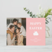 Eenvoudige Elegante Ei Gelukkig Pasen Familie Foto Feestdagenkaart (Staand voorkant)