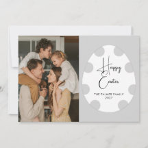 Eenvoudige Elegante Ei Gelukkig Pasen Familie Foto