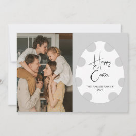 Eenvoudige Elegante Ei Gelukkig Pasen Familie Foto Feestdagenkaart