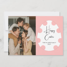 Eenvoudige Elegante Ei Gelukkig Pasen Familie Foto