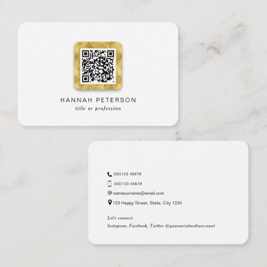 Eenvoudige, elegante, elegante QR-code voor netwer Visitekaartje (Voorkant / Achterkant)