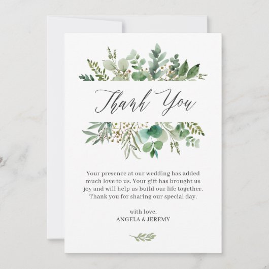 Eenvoudige elegante elegyptusbladeren bedankkaart (Voorkant)