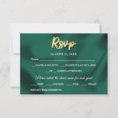 Eenvoudige Elegante Emerald Green & Gold Script We RSVP Kaartje (Voorkant)
