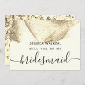 Eenvoudige Elegante Esthetische Glitter mijn bruid Kaart (Voorkant / Achterkant)