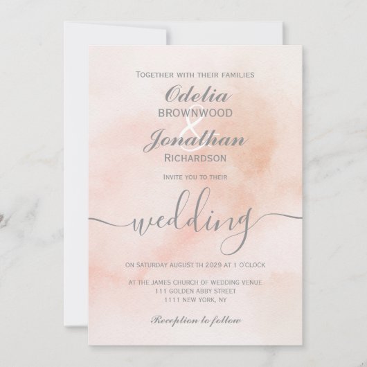 Eenvoudige Elegante Esthetische Waterverf bruiloft Kaart (Voorkant)