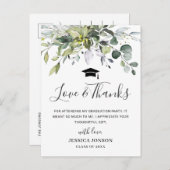 Eenvoudige Elegante Eucalyptus Afstudeer Dank Je Aankondigingskaart (Voorkant / Achterkant)