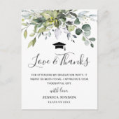 Eenvoudige Elegante Eucalyptus Afstudeer Dank Je Aankondigingskaart (Voorkant)