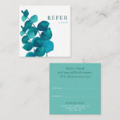 Eenvoudige elegante eucalyptus bladeren aanbevelingskaartje (Voorkant / Achterkant)