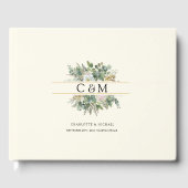 Eenvoudige, elegante Eucalyptus Bloem Bruiloft Gastenboek (Voorkant)