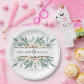 Eenvoudige, elegante eucalyptus bloemenservetten papieren bordje (Feest)