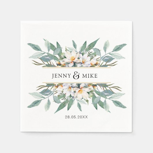 Eenvoudige, elegante eucalyptus bloemenservetten servet (Voorkant)