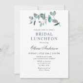 Eenvoudige Elegante Eucalyptus Bridal Luncheon Kaart (Voorkant)