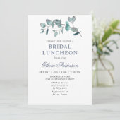 Eenvoudige Elegante Eucalyptus Bridal Luncheon Kaart (Staand voorkant)