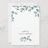 Eenvoudige Elegante Eucalyptus BRUIDS Uitnodiging  (Achterkant)