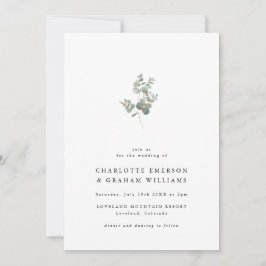 Eenvoudige Elegante Eucalyptus Bruiloft Kaart