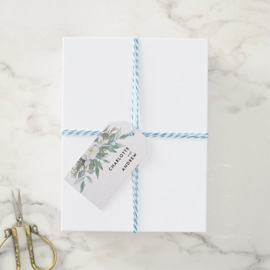 Eenvoudige elegante eucalyptus cadeaulabel (Met Touw)