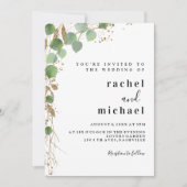 Eenvoudige elegante eucalyptus glitter-uitnodiging kaart (Voorkant)