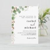 Eenvoudige elegante eucalyptus glitter-uitnodiging kaart (Staand voorkant)