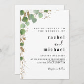 Eenvoudige elegante eucalyptus glitter-uitnodiging kaart (Voorkant / Achterkant)