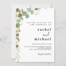 Eenvoudige elegante eucalyptus glitter-uitnodiging