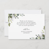 Eenvoudige Elegante Eucalyptus groen bruiloft FOTO Bedankkaart (Achterkant)