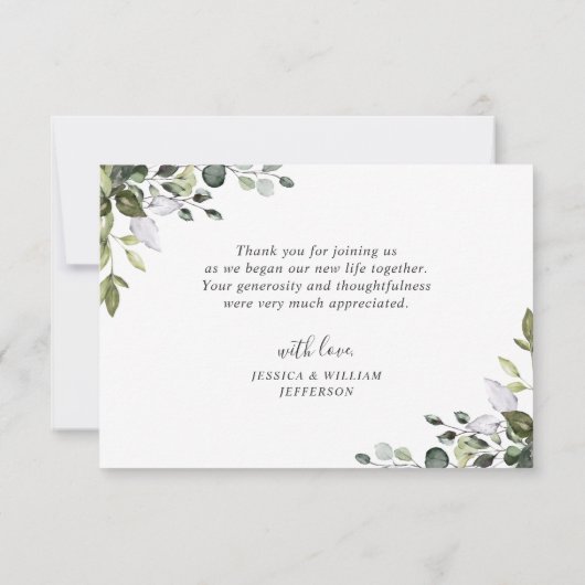 Eenvoudige Elegante Eucalyptus groen bruiloft FOTO Bedankkaart (Achterkant)