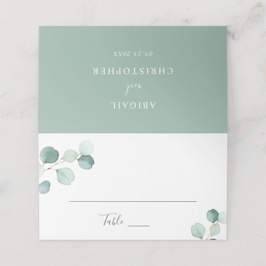 Eenvoudige elegante Eucalyptus groen rustieke brui Plaatskaartje (Buitenkant ongevouwen)