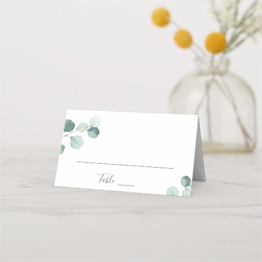 Eenvoudige elegante Eucalyptus groen rustieke brui Plaatskaartje (Voorkant)