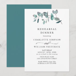 Eenvoudige Elegante Eucalyptus Oefenavondmaal Kaart