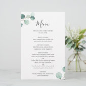 Eenvoudige Elegante Eucalyptus Rustieke Trouwmenu (Staand voorkant)