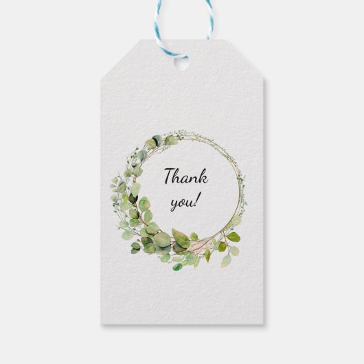 Eenvoudige, elegante eucalyptus | Trouw Welkom Cadeaulabel (Achterkant)