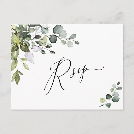 Eenvoudige Elegante Eucalyptus Waterverf Bruiloft  Briefkaart (Voorkant)