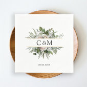 Eenvoudige, elegante eucalyptus White Roses Servet