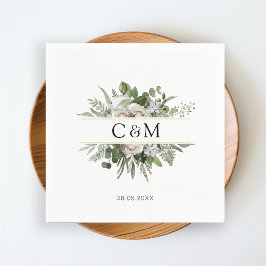 Eenvoudige, elegante eucalyptus White Roses Servet