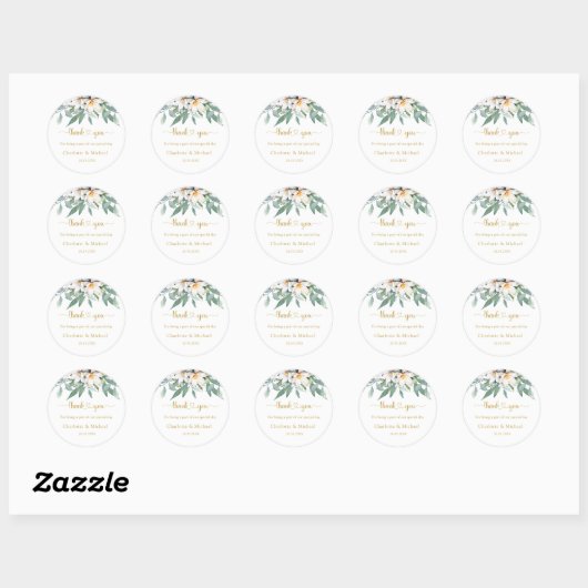 Eenvoudige, elegante eucalyptusbloem ronde sticker (Vel)