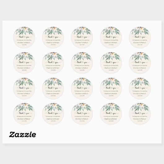 Eenvoudige, elegante eucalyptusbloem ronde sticker (Vel)