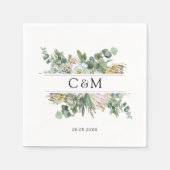 Eenvoudige elegante eucalyptusbloem servet (Voorkant)