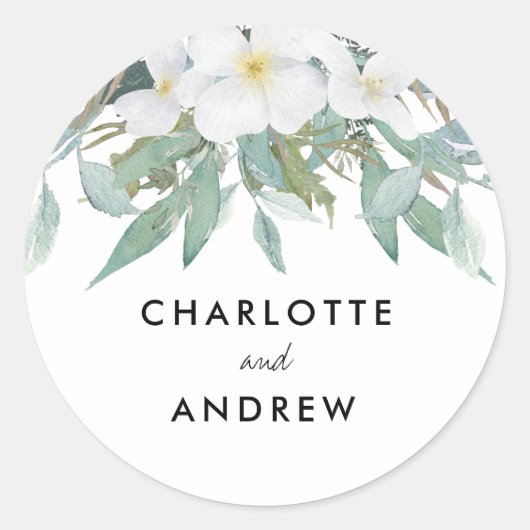 Eenvoudige, elegante eucalyptuscadeaulabels ronde sticker (Voorkant)