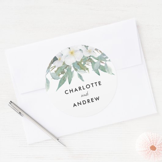 Eenvoudige, elegante eucalyptuscadeaulabels ronde sticker (Envelop)