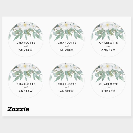 Eenvoudige, elegante eucalyptuscadeaulabels ronde sticker (Vel)