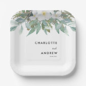 Eenvoudige, elegante eucalyptuspapieren borden papieren bordje (Voorkant)