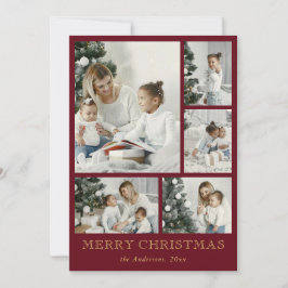 Eenvoudige Elegante Familie Fotocollage Kerstmis Feestdagenkaart