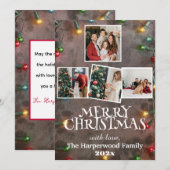 eenvoudige elegante familie kerst fotocollege feestdagenkaart (Voorkant / Achterkant)